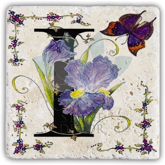 LETTER I SINGLE NATURAL STONE COASTER / BA-I3 (COASTER)