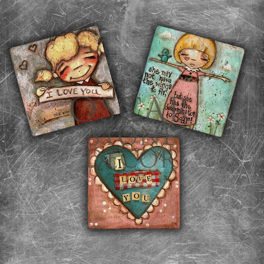 I LOVE YOU NATURAL STONE MAGNET SET / MG-128