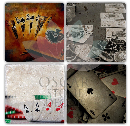 CARDS OF 4 NATURAL STONE COASTERS / BA120 (COASTER)