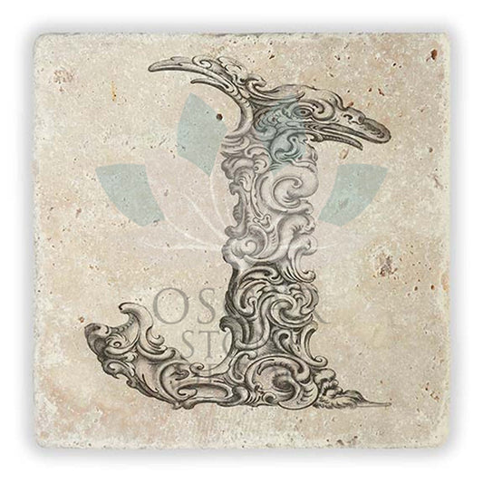 LETTER J SINGLE NATURAL STONE COASTER / BA-J1 (COASTER)