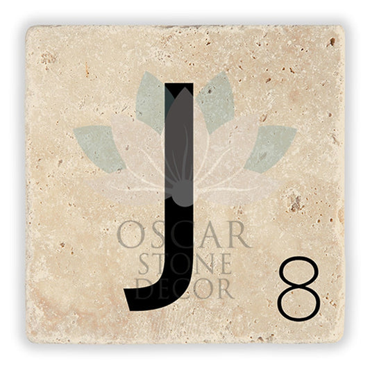 LETTER J SINGLE NATURAL STONE COASTER / BA-J2 (COASTER)