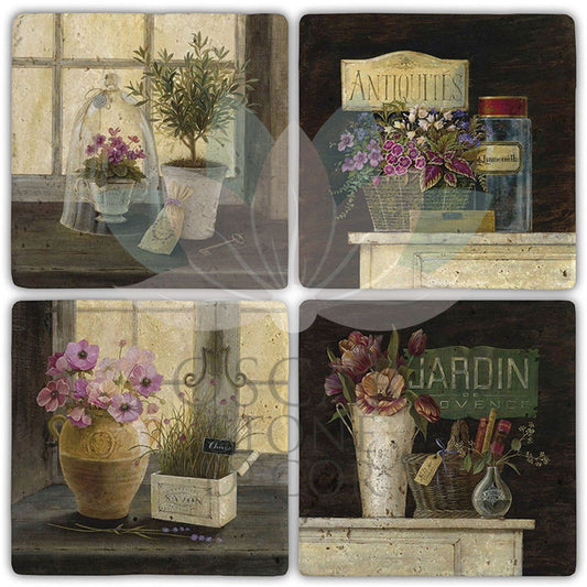 JARDIN 4-Piece NATURAL STONE COASTERS / BA383 (COASTER)