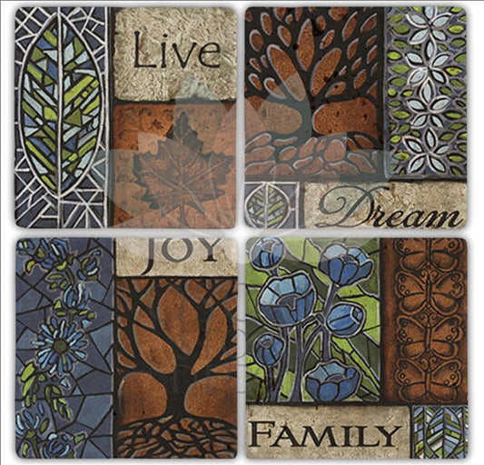 JOY 4-Piece NATURAL STONE COASTERS / BA169 (COASTER)