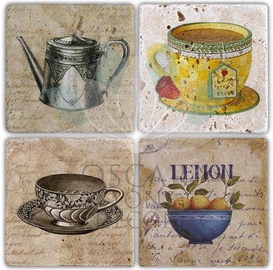 KITCHENSET 4-Piece NATURAL STONE COASTERS / BA001 (COASTER)