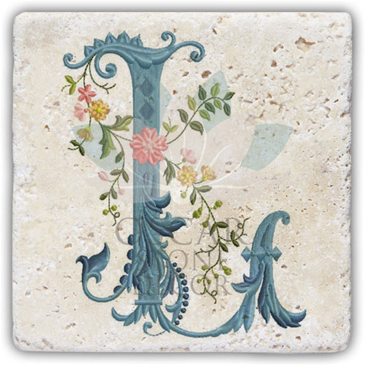 LETTER L SINGLE NATURAL STONE COASTER / BA-L4 (COASTER)