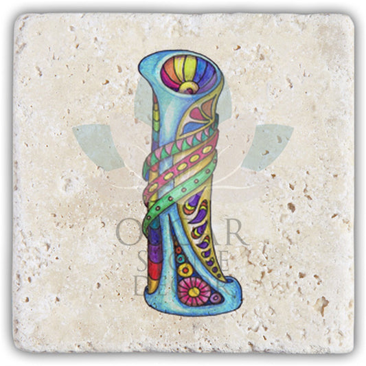 LETTER L SINGLE NATURAL STONE COASTER / BA-L5 (COASTER)