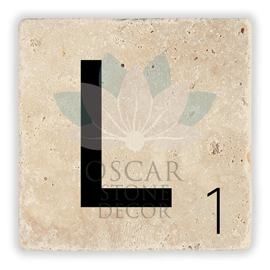 LETTER L SINGLE NATURAL STONE COASTER / BA-L2 (COASTER)