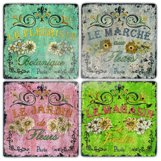 LE MARCH 4-Piece NATURAL STONE COASTERS / BA228 (COASTER)