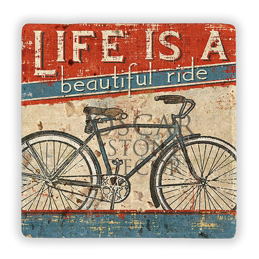 LIFE IS A RIDE NATURAL STONE WALL DECOR / DD270 (WALL DECOR)