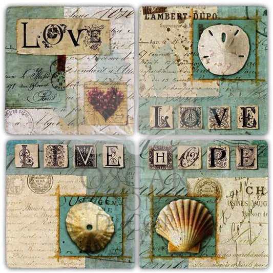 LIVE HOPE 4-Piece NATURAL STONE COASTERS / BA265 (COASTER)