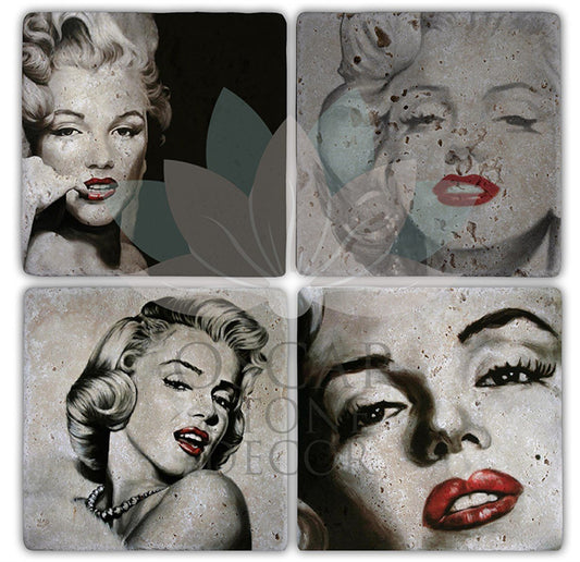 MARILYN 1 4-Piece NATURAL STONE COASTERS / BA123 (COASTER)