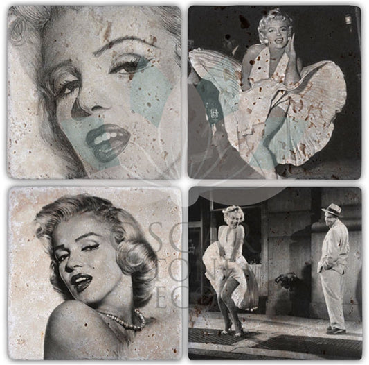 MARILYN 2 PACK OF 4 NATURAL STONE COASTERS / BA056 (COASTER)