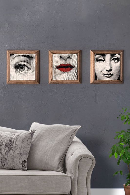 Solid (Wooden) Framed Set of 3 Stone Painting Panel 11" x 11"