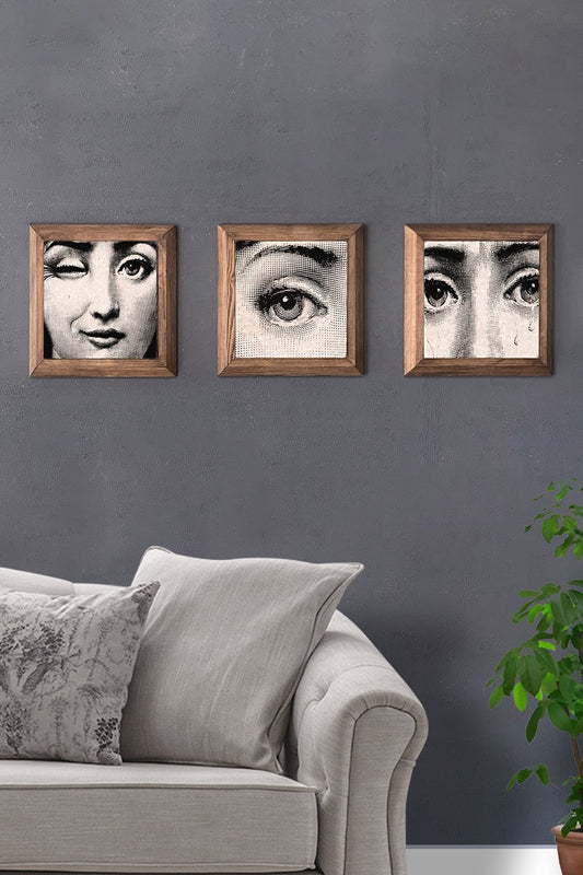 Solid (Wooden) Framed Set of 3 Stone Painting Panel 11" x 11"