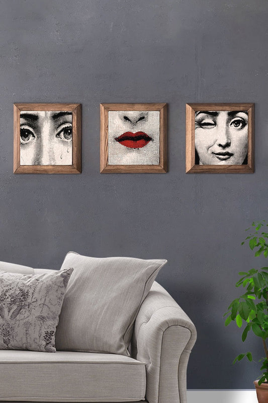 Solid (Wooden) Framed Set of 3 Stone Painting Panel 11" x 11"