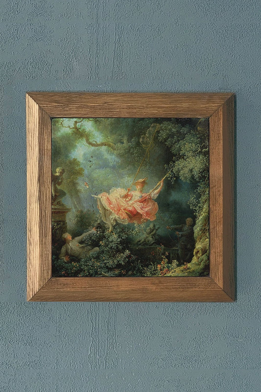 Solid Framed Natural Stone Painting The Swing Above the Clouds Jean-Honoré