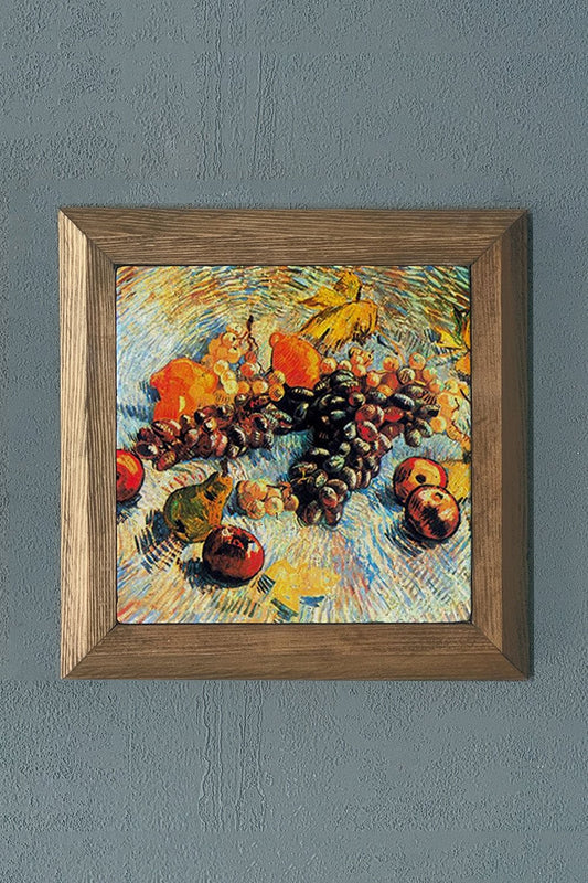 Solid Framed Natural Stone Painting 11" x 11" Vincent Van Gogh Works