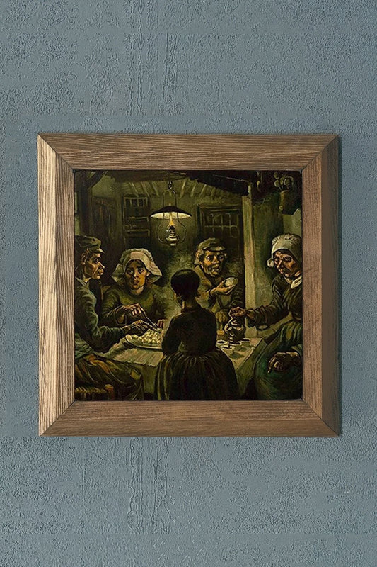 Solid Framed Natural Stone Painting 11" x 11" Vincent Van Gogh Works