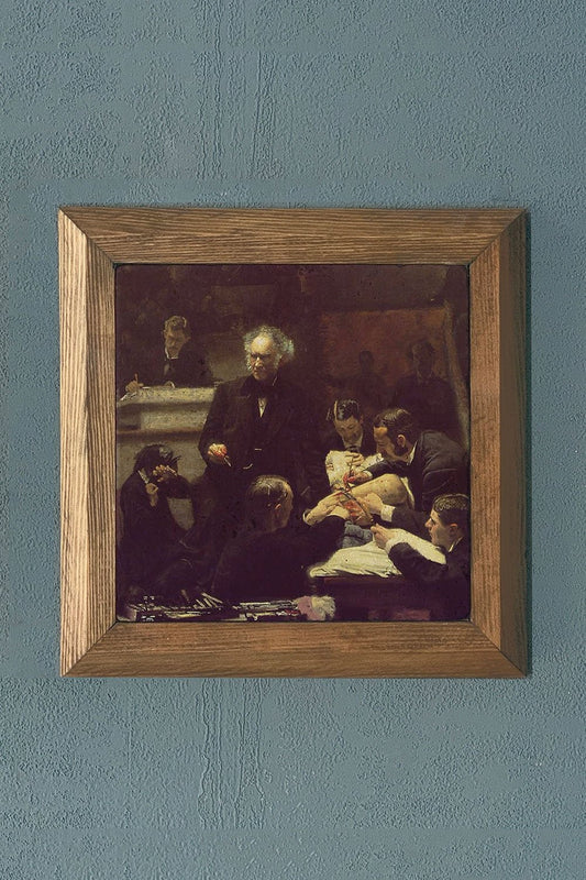 Solid Framed Natural Stone Painting 11" x 11" The Gross Clinic Thomas Eakins