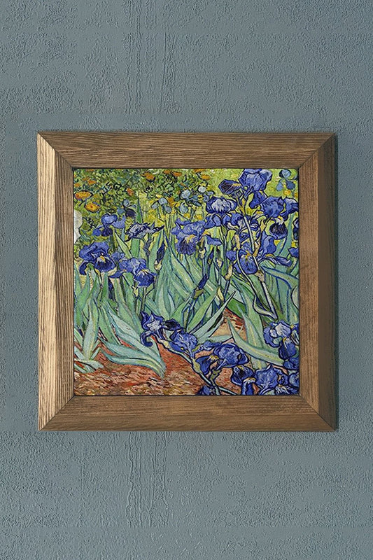 Solid Framed Natural Stone Painting 11" x 11" Vincent Van Gogh Works