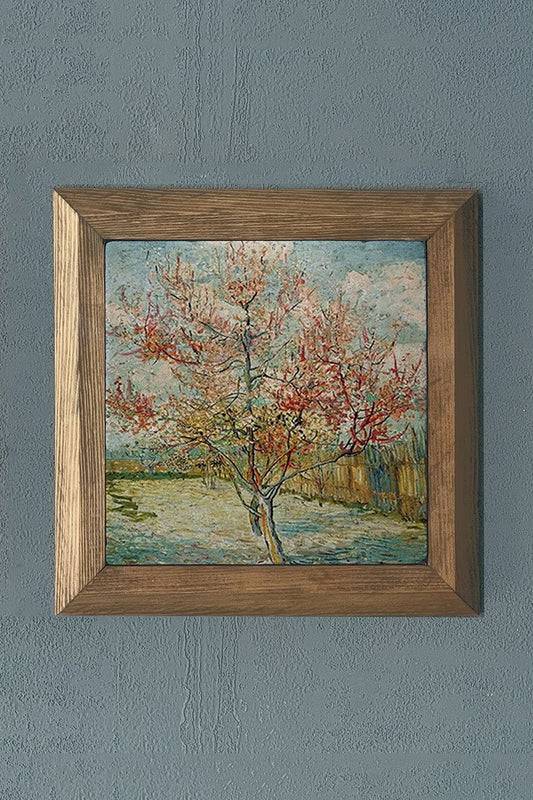 Solid Framed Natural Stone Painting 11" x 11" Vincent Van Gogh Works