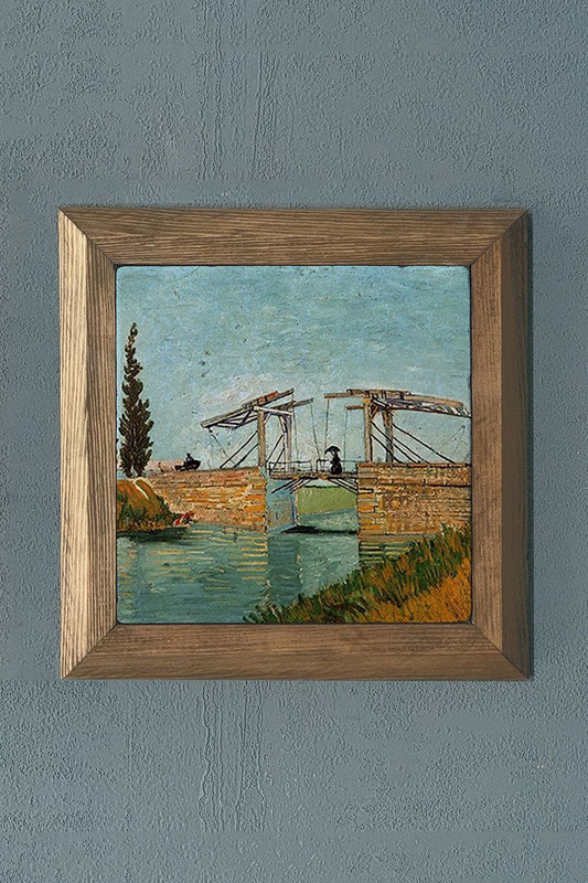 Solid Framed Natural Stone Painting 11" x 11" Vincent Van Gogh Works