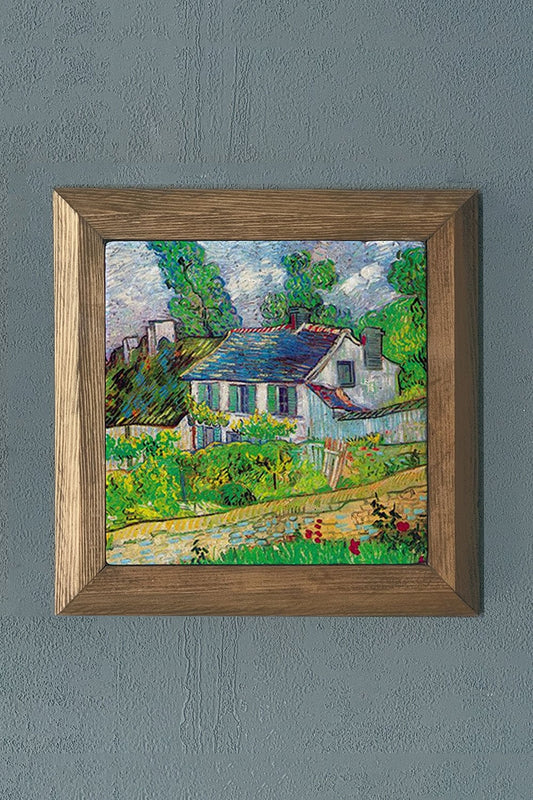 Solid Framed Natural Stone Painting 11" x 11" Vincent Van Gogh Works