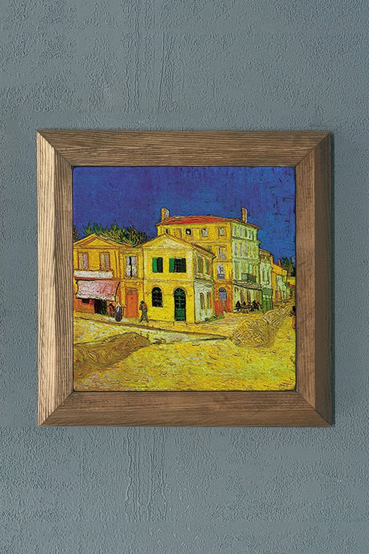 Solid Framed Natural Stone Painting 11" x 11" Vincent Van Gogh Works