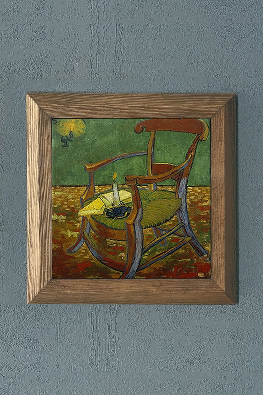 Solid Framed Natural Stone Painting 11" x 11" Vincent Van Gogh Works