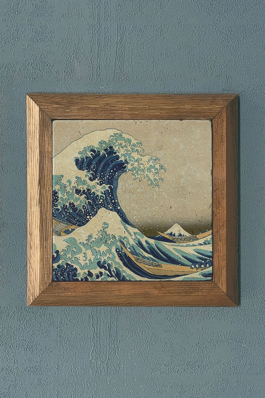 Solid Framed Natural Stone Painting The Great Wave Katsushika Hokusai