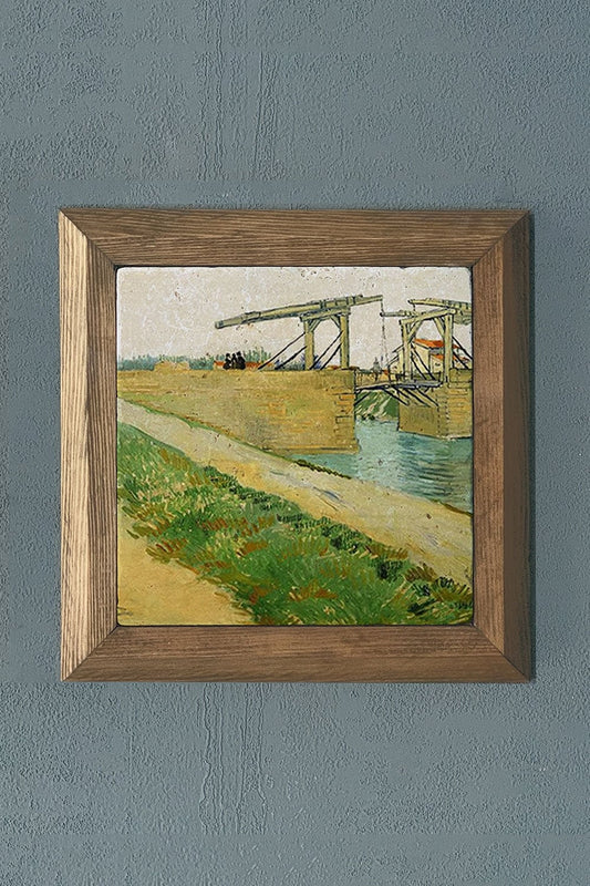 Solid Framed Natural Stone Painting 11" x 11" Vincent Van Gogh Works