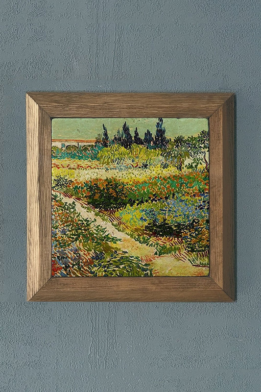Solid Framed Natural Stone Painting 11" x 11" Vincent Van Gogh Works
