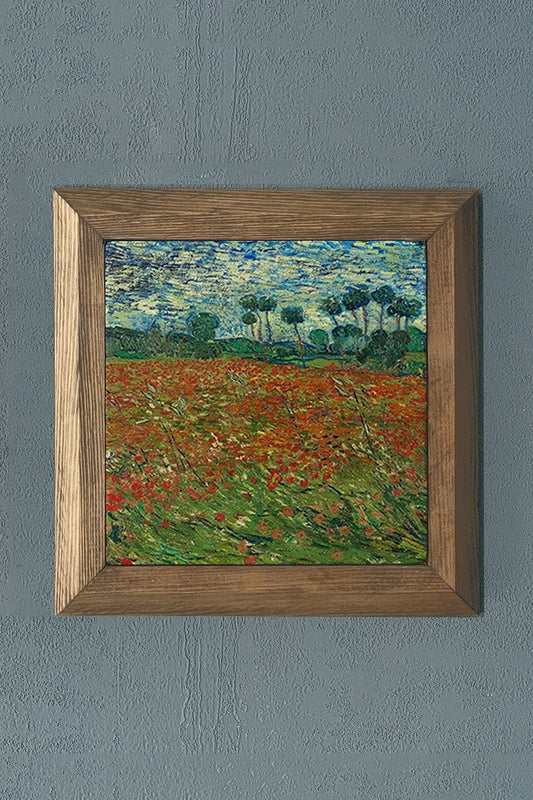 Solid Framed Natural Stone Painting 11" x 11" Vincent Van Gogh Works