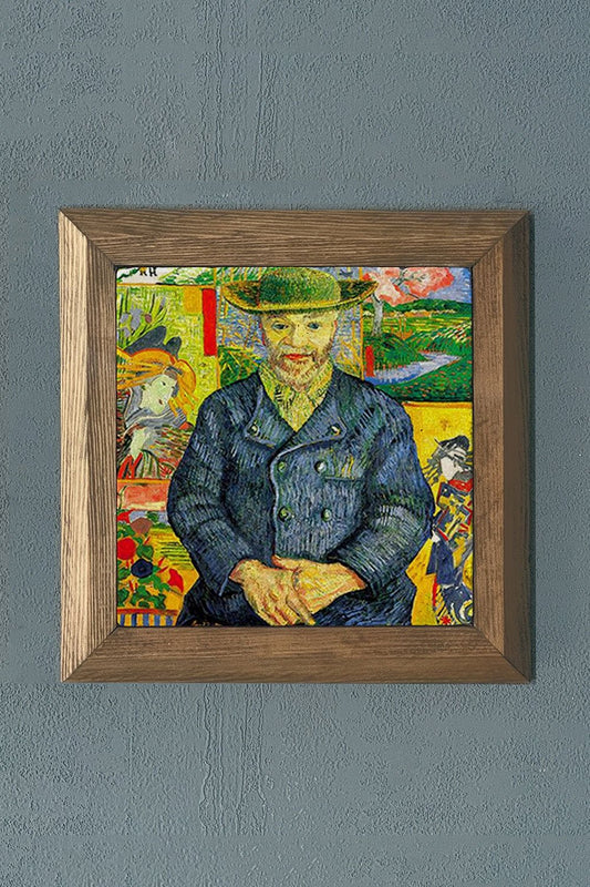 Solid Framed Natural Stone Painting 11" x 11" Vincent Van Gogh Works