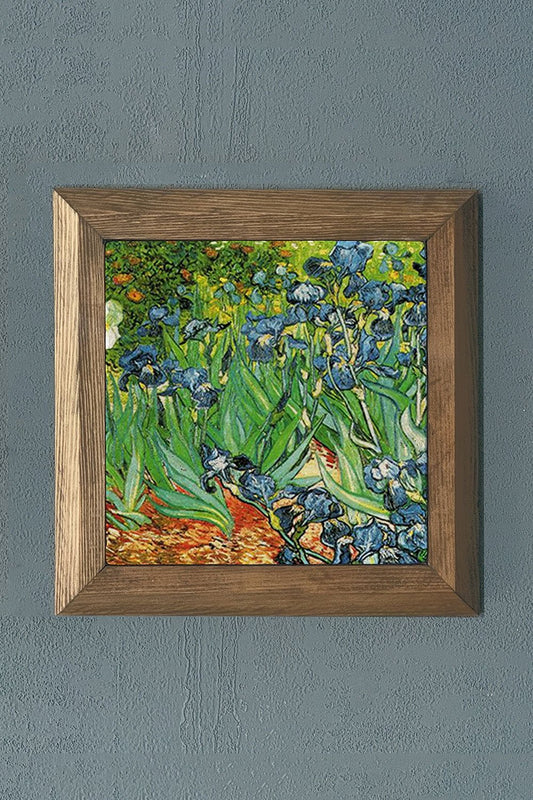 Solid Framed Natural Stone Painting 11" x 11" Vincent Van Gogh Works