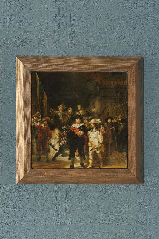 Solid Framed Natural Stone Painting The Night Watch Rembrandt van Rijn