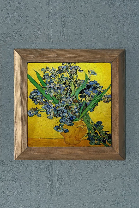 Solid Framed Natural Stone Painting 11" x 11" Vincent Van Gogh Works