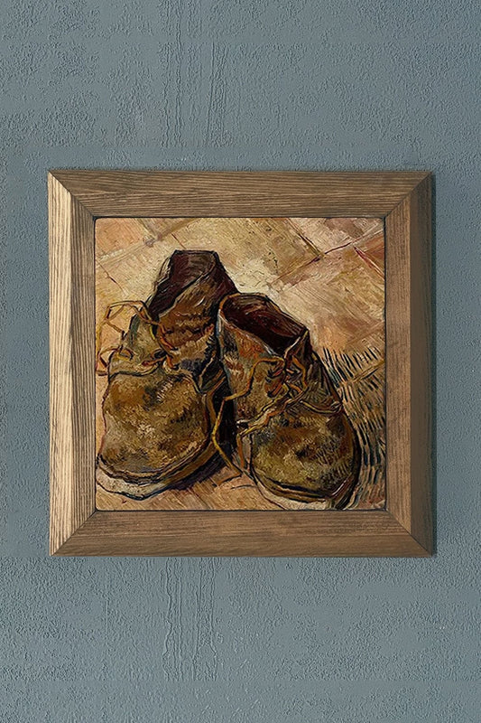 Solid Framed Natural Stone Painting 11" x 11" Vincent Van Gogh Works