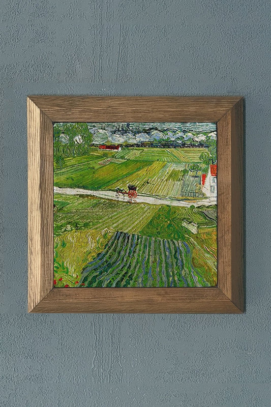 Solid Framed Natural Stone Painting 11" x 11" Vincent Van Gogh Works