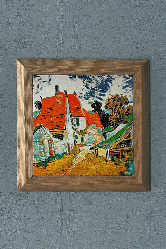 Solid Framed Natural Stone Painting 11" x 11" Vincent Van Gogh Works
