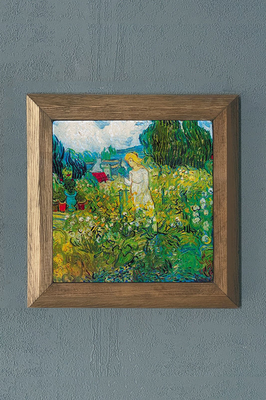 Solid Framed Natural Stone Painting 11" x 11" Vincent Van Gogh Works