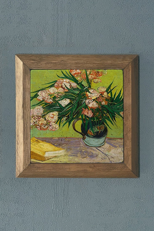 Solid Framed Natural Stone Painting 11" x 11" Vincent Van Gogh Works