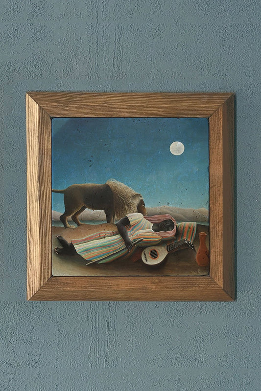 Solid Framed Natural Stone Painting The Sleeping Gypsy The Sleeping Gypsy Henri Rousseau