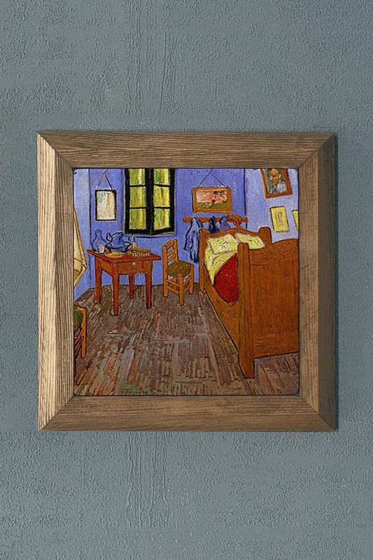 Solid Framed Natural Stone Painting 11" x 11" Vincent Van Gogh Works