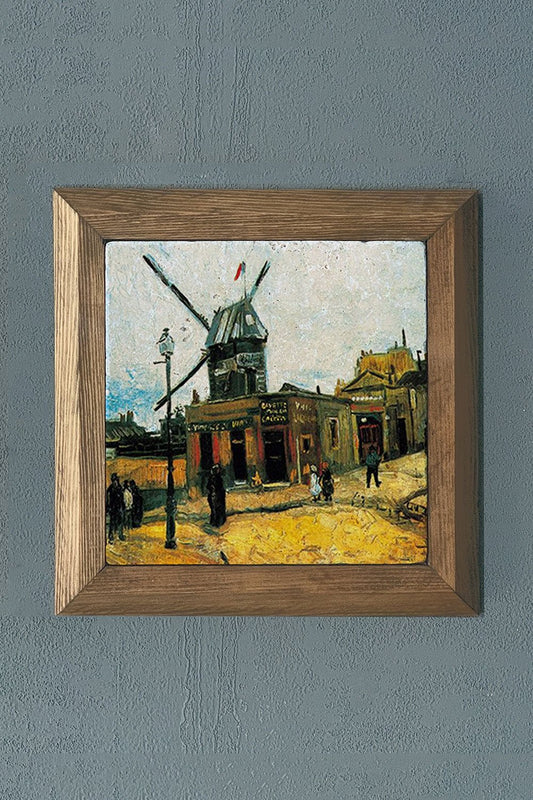 Solid Framed Natural Stone Painting 11" x 11" Vincent Van Gogh Works