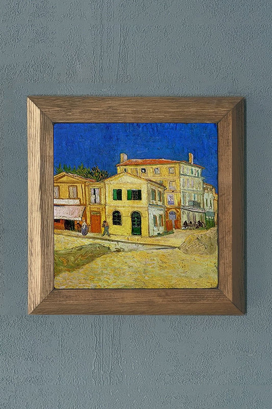 Solid Framed Natural Stone Painting 11" x 11" Vincent Van Gogh Works
