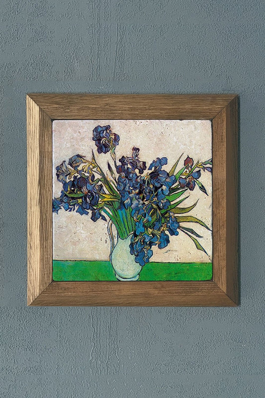 Solid Framed Natural Stone Painting 11" x 11" Vincent Van Gogh Works