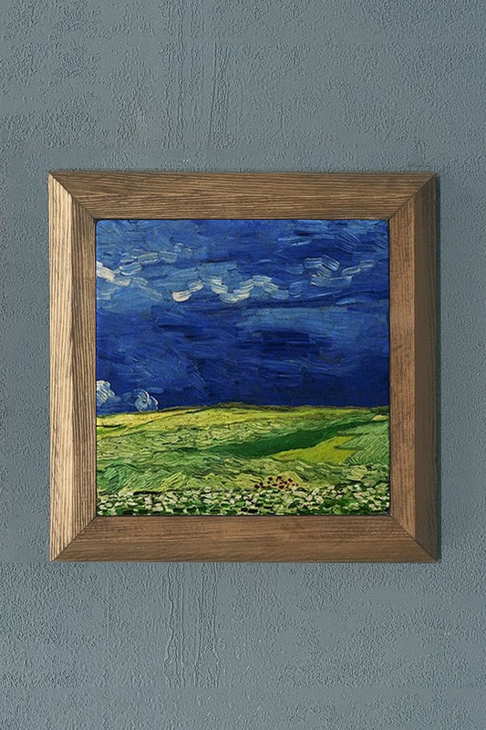 Solid Framed Natural Stone Painting 11" x 11" Vincent Van Gogh Works