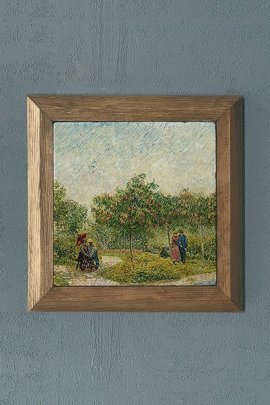 Solid Framed Natural Stone Painting 11" x 11" Vincent Van Gogh Works