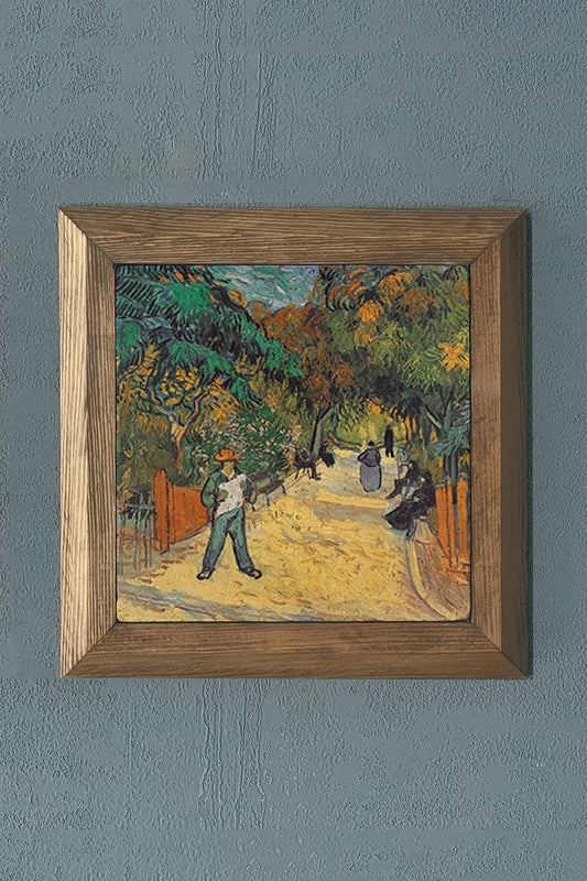 Solid Framed Natural Stone Painting 11" x 11" Vincent Van Gogh Works